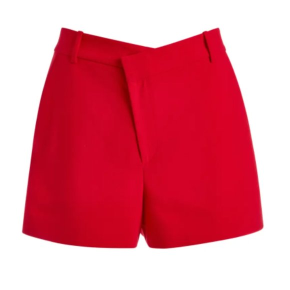 Final Price! Alice + Olivia Dawson V Drop Waist Shorts, Size 14 Red - Picture 1 of 12
